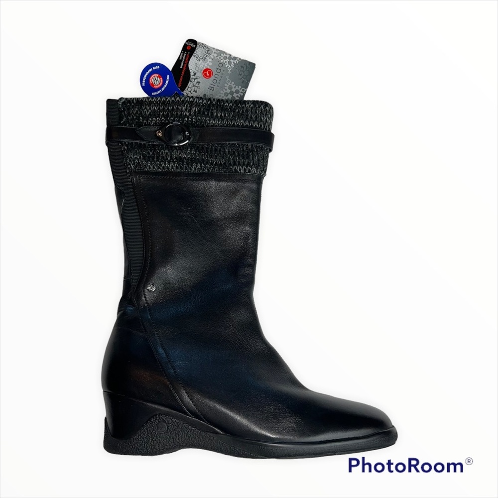 BLONDO Tall Waterproof Leather  Boots NWT Sweater knit cuff accent Size 11